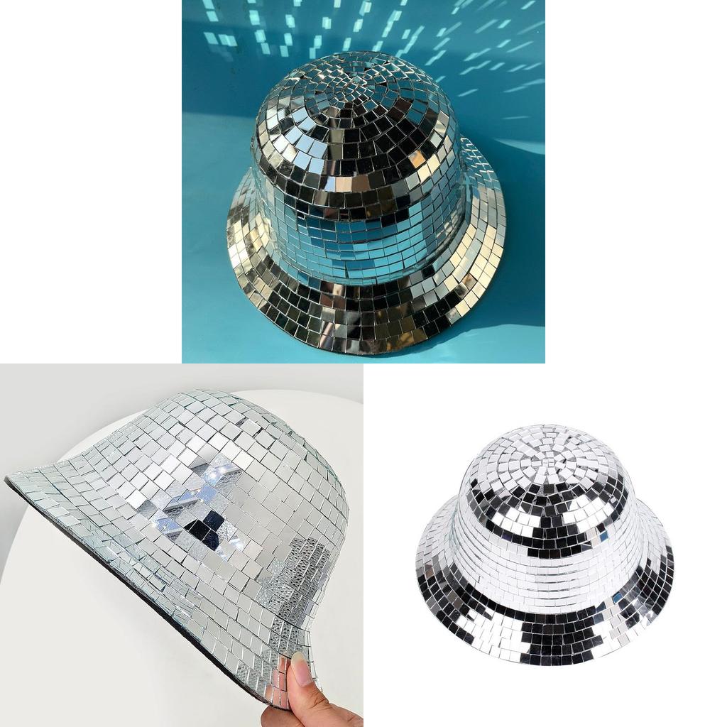 Discobuckethat Glitter Glass Sequin Fisherman Hat With Sun Protection For Nightclub And Party