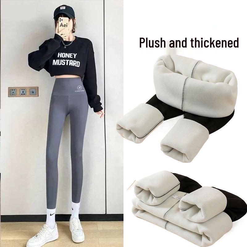 Women's High-Waisted Fleece-Lined Shark Pants - Warm Barbie Yoga Leggings for Autumn/Winter