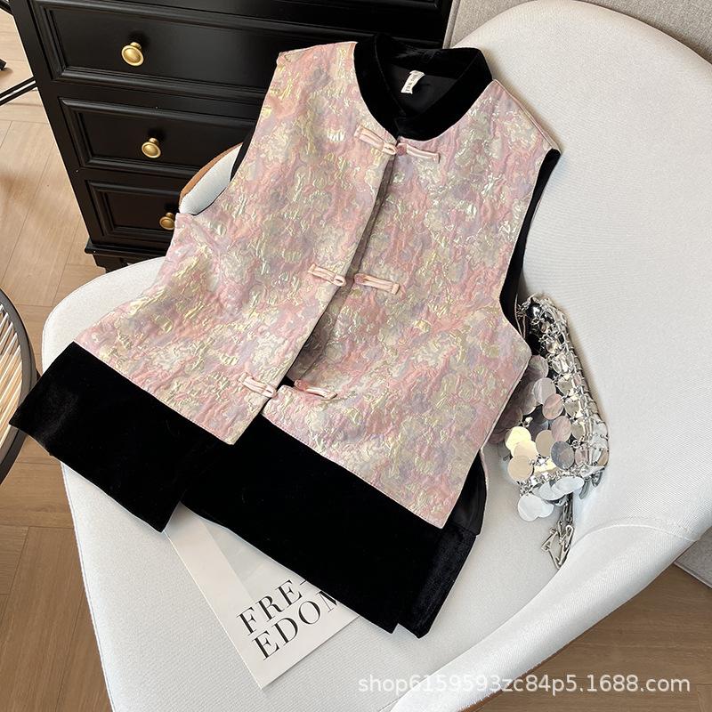 

Новый модный повседневный жилет жаккардовый на пуговицах женский топ без рукавов XXXL [Recommended 138-75kg]