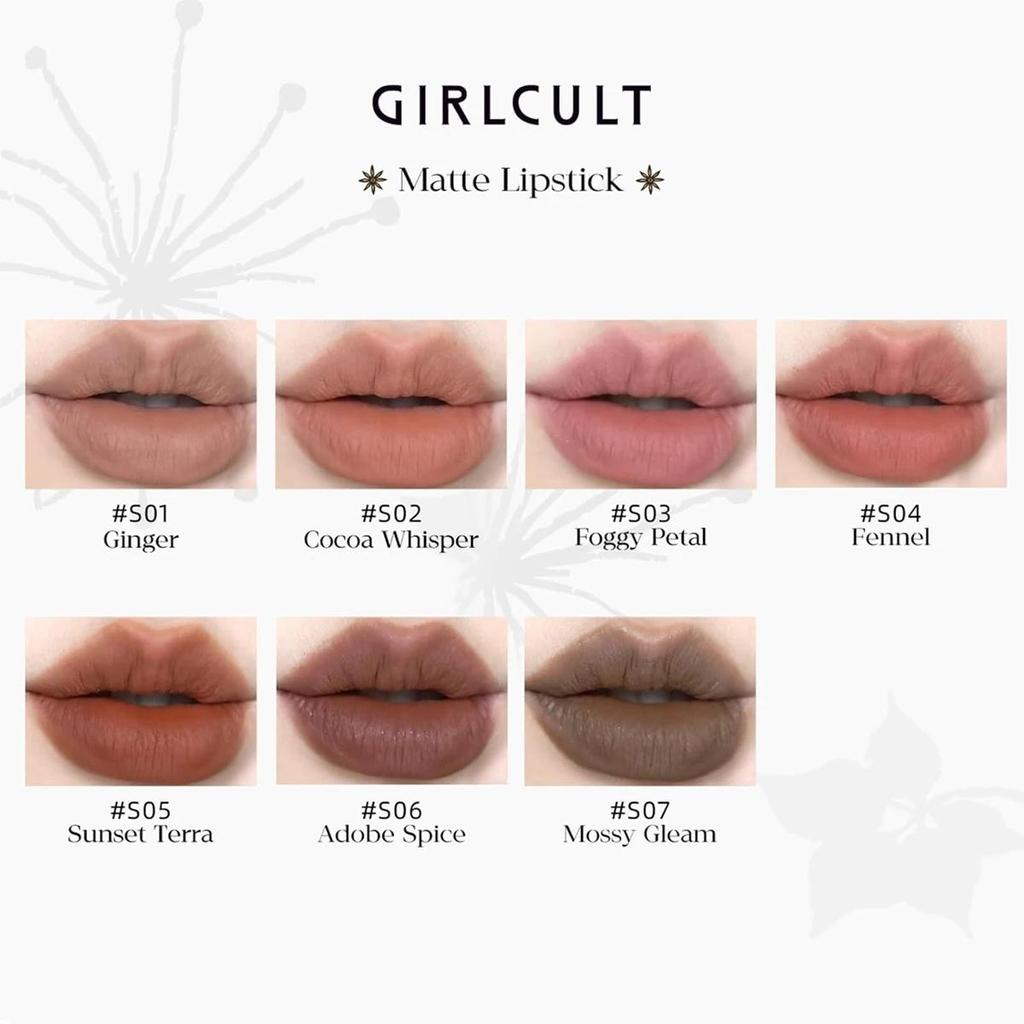girlcult Matte Lipstick,Silky Creamy Feel,Lightweight Non-Drying,Soft-Focus Finish,Long-Lasting Wear,Edgy Daily,Complete Makeup