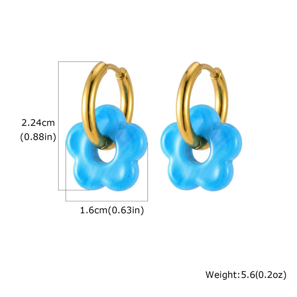 Flower Hoop Earrings for women 2-in-1 Design Detachable colorful Floral Charms 18K Gold Plated Stainless Steel Hoops