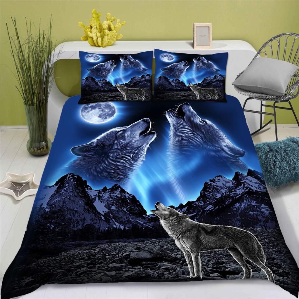 Comforter Wolf Cartoon Bedding Set Adult Boy Girl Bedroom Decoration Children Single Double Large Size