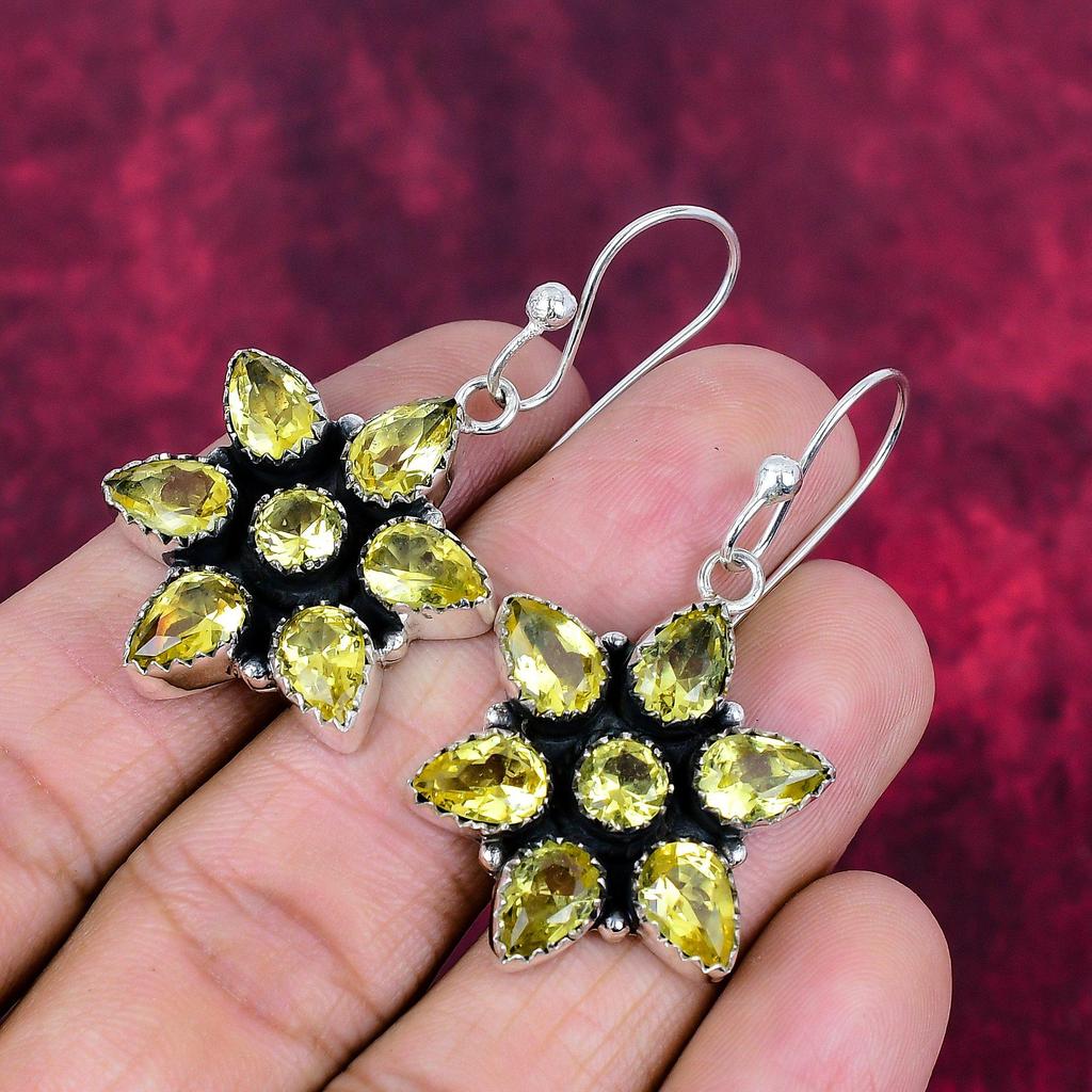 Citrin Ohrringe, 925 Sterling Silber Edelstein Schmuck, handgefertigte Ohrringe, für Thanksgiving