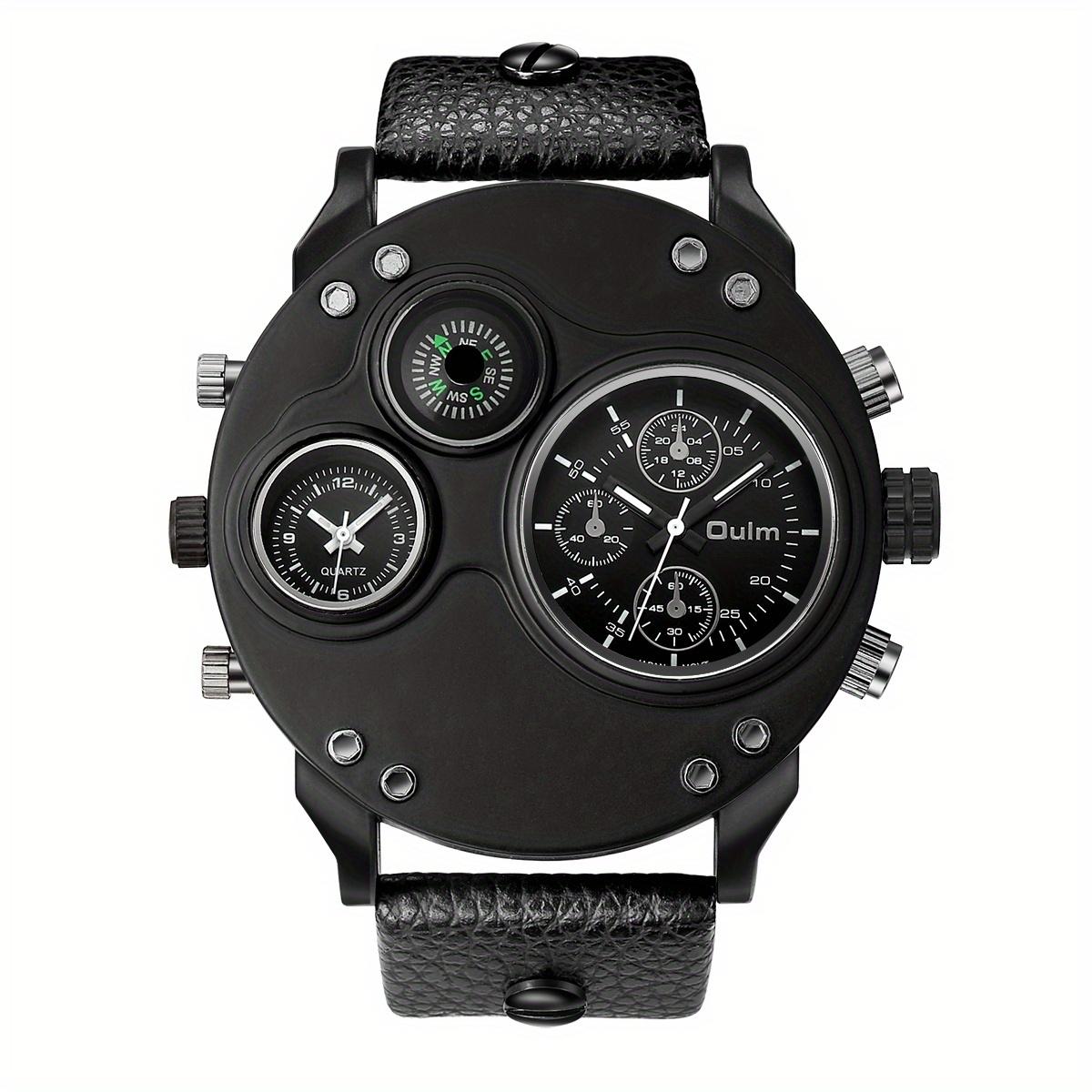 A New Trendy Men s Black Faux Leather Watch with a Luminous Round Dial and Quartz Movement, Perfect for Business
