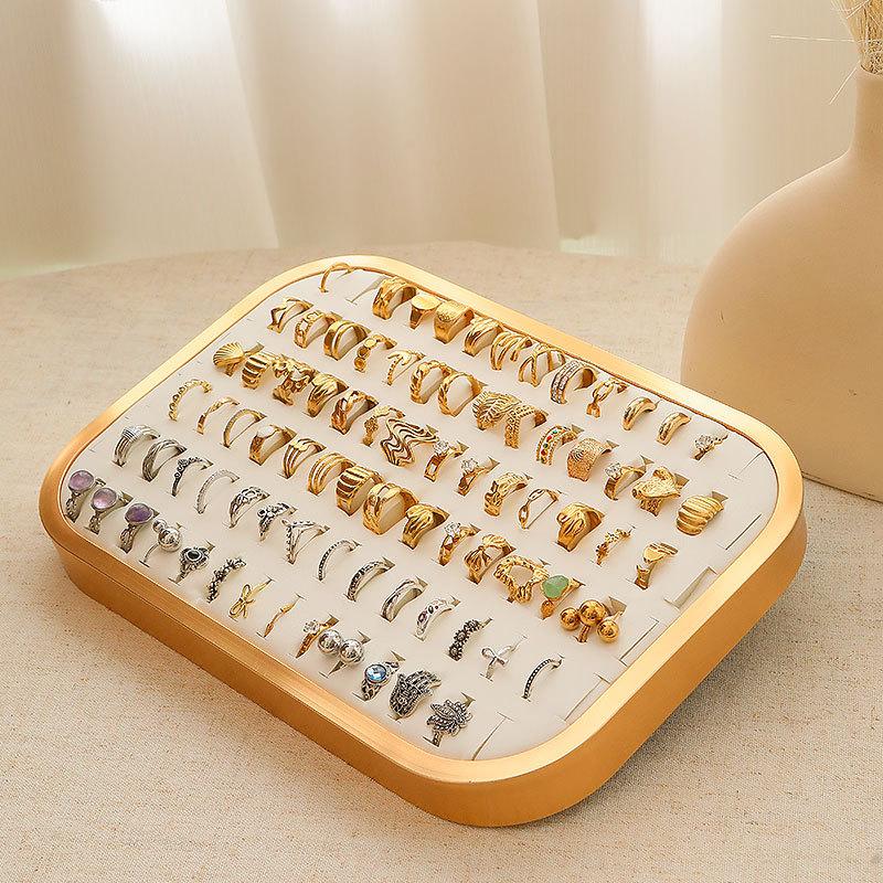 Luxury Metal Velvet Rings Earrings Organizer Ear Studs Jewelry Display Stand Holder Display Tray Home Decoration Display Cabinet