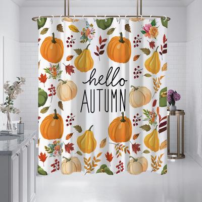 1 kus 180x180cm Hello Autumn Vzor dýní Tištěný Sprchový závěs Dělicí stěna Koupelna Vodotěsný a Odolný proti plísním