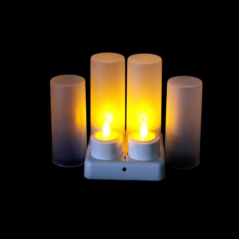 4-Pack Rechargeable LED Candles led Lamp Flameless Tealight Xmas Christmas Valentine Wedding Church Home Table Decoration