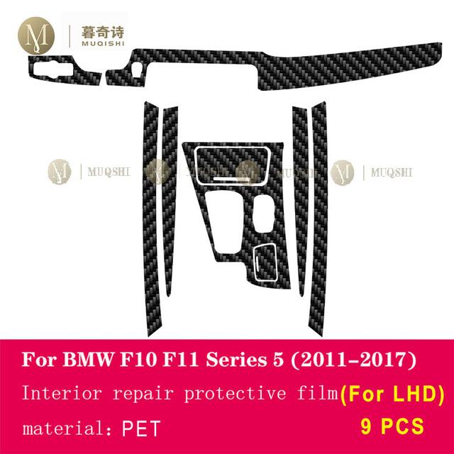 Für BMW F07 F10 F11 Serie 5 2011-2017 Auto-Innenraum-Kohlefaserfolie 5D PET Mittelkonsole Anti-Kratz-Widerstandsfolie Zubehör