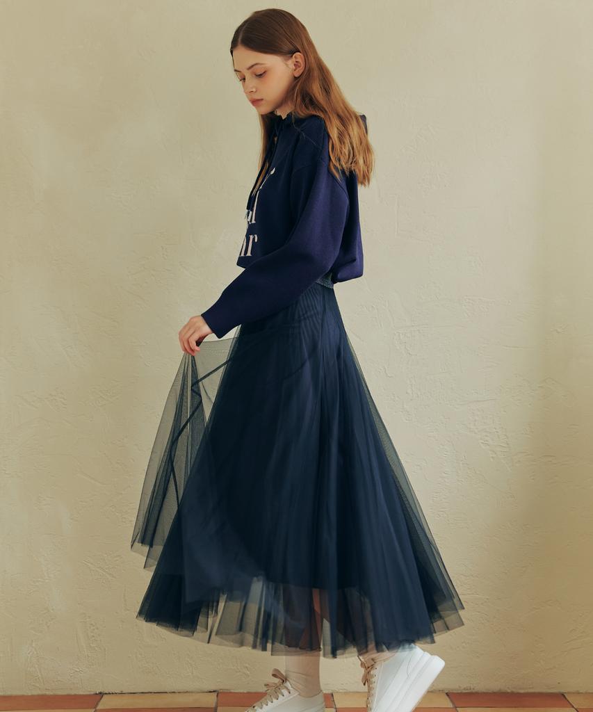 ZEROSTREET [5 Colors] Long Flare Tulle Skirt