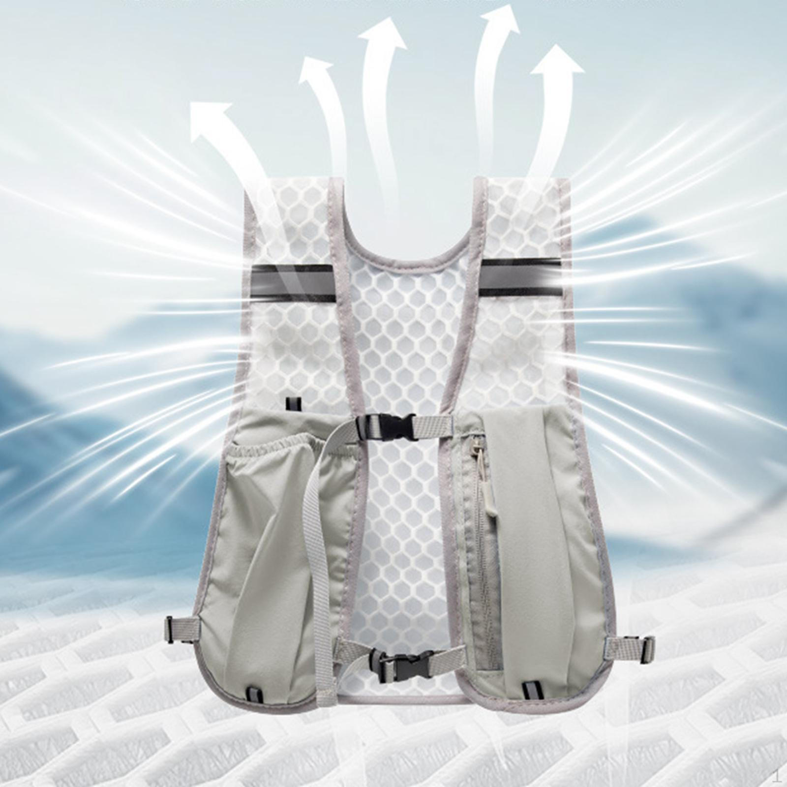 

Hiking Vest Pack with 500ml Water Bottle Daypack Reflective Design Multipurpose Breathable for синій
