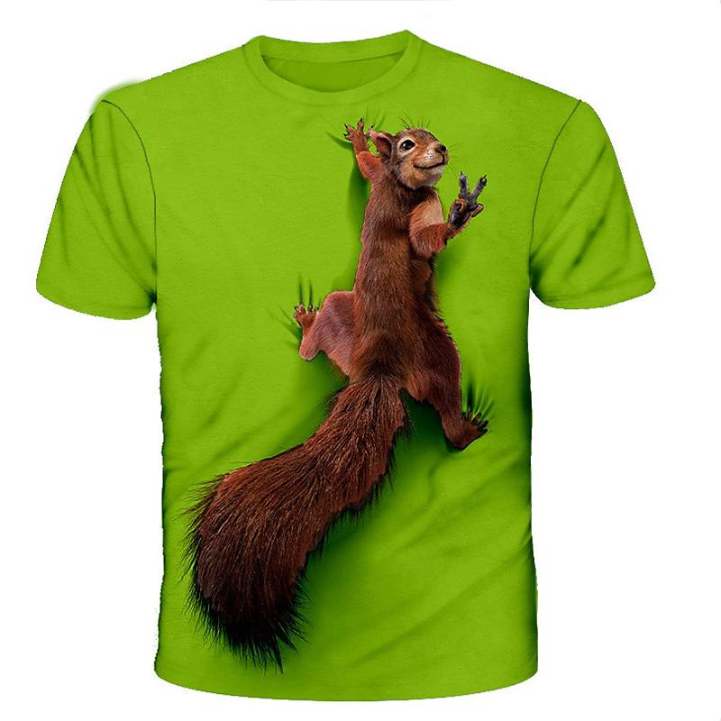

Новая летняя мужская модная футболка с принтом «Маленькая белка», мужская футболка, топ 7XL зелёный