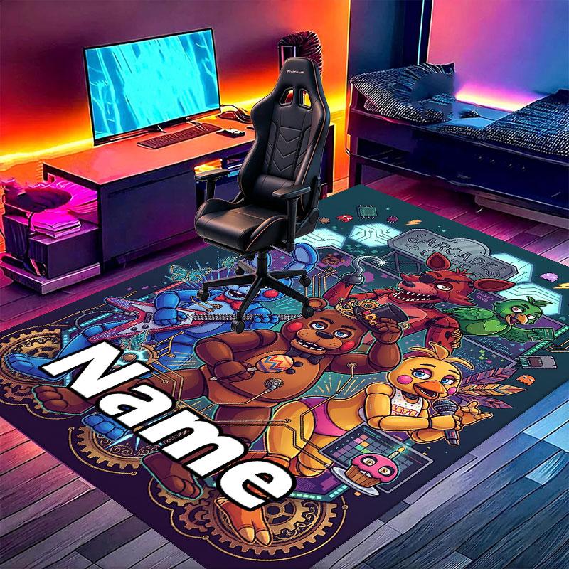 Tapis Imprimé Personnalisé Five Nights at Freddy's avec Nom, Tapis Décoration Intérieure Polyvalent, pour Salle de Jeux, Appartement, Balcon, Entrée, Couloir Cadeau