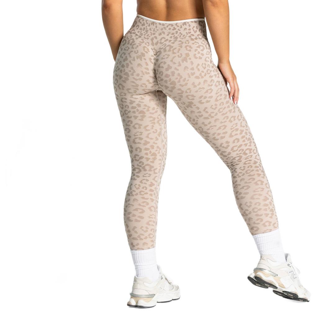Pantaloni da Yoga Stampa Leopardo da Donna Vita Alta Senza Cuciture Controllo Pancia Leggings Fitness per Corsa e Palestra