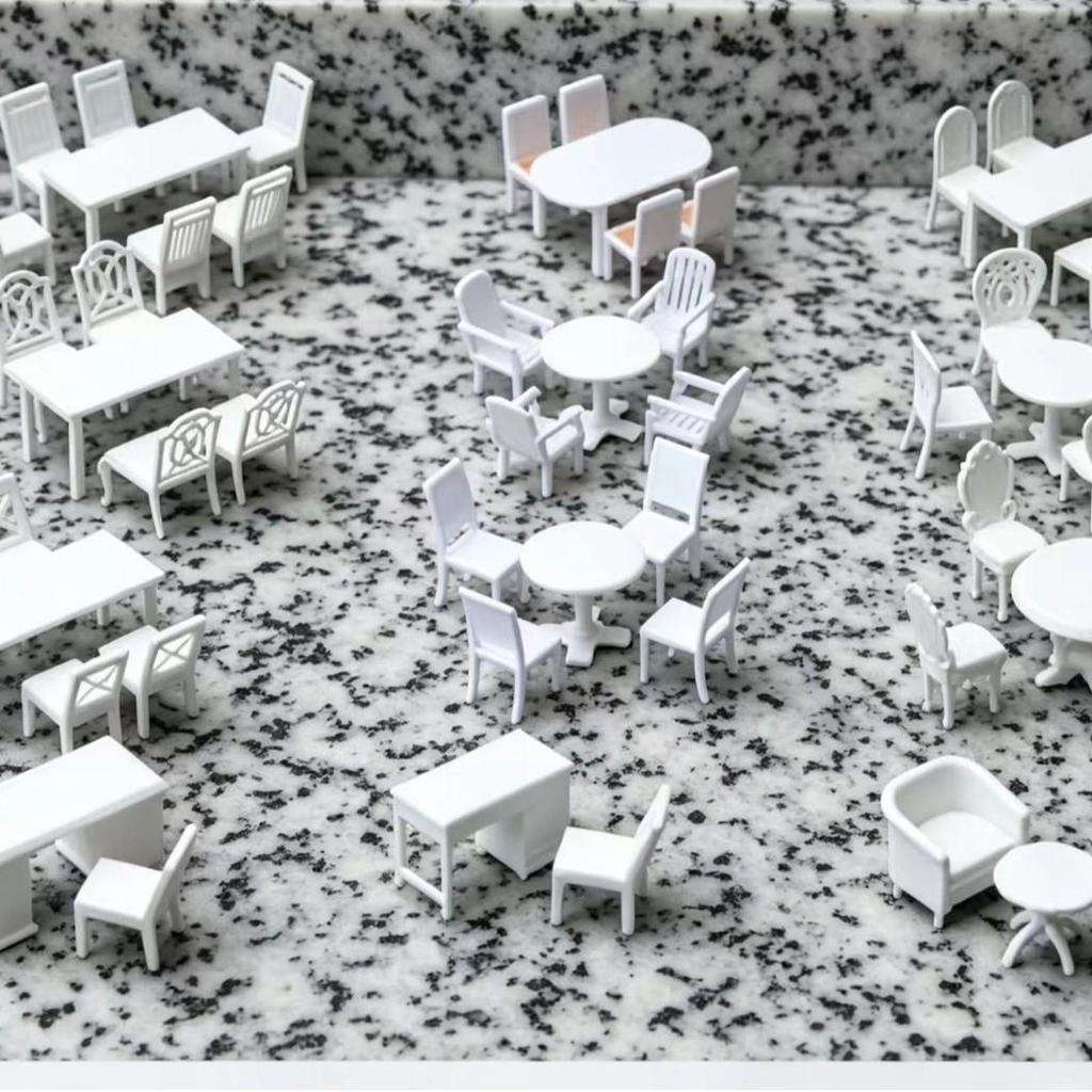 Miniature Interior Model Set: 1:30 Scale Table and Chair for Simulation Building