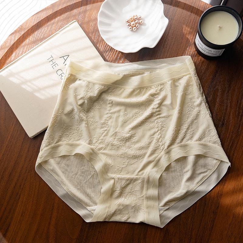 

Женские кружевные трусики большого размера с высокой талией, антибактериальные, из шелка тутового дерева, с удлиненной ластовицей L (40-60 kg)