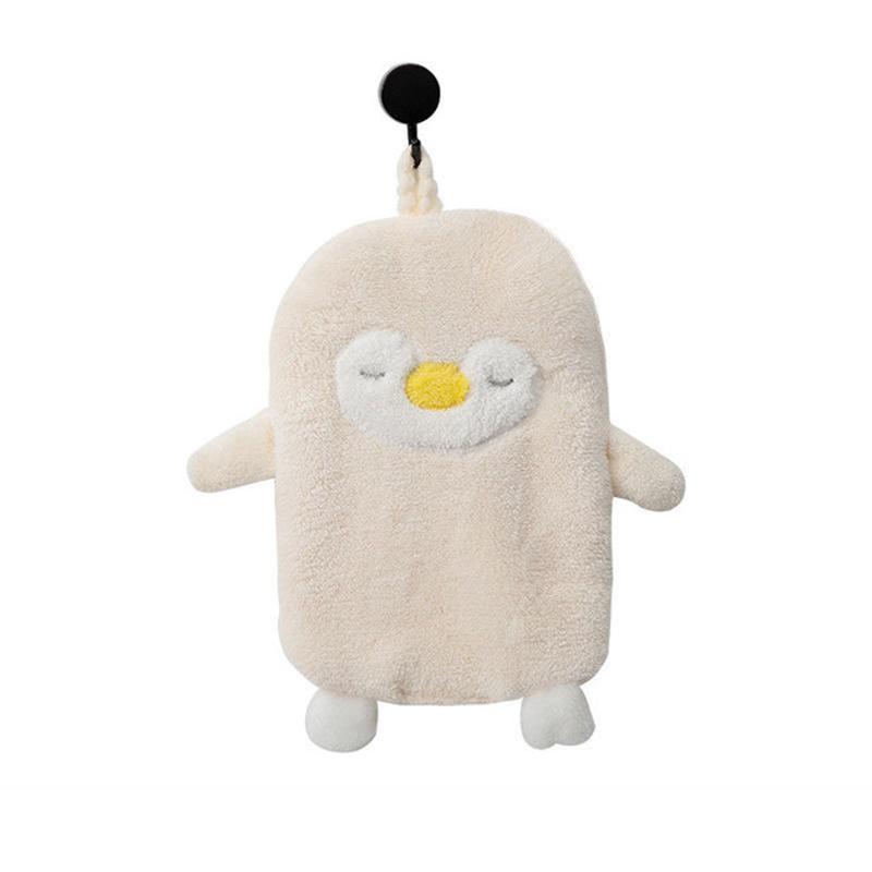 Cartoon Penguin Microfiber Towel Super Absorbent Hand Towel Soft Coral Kitchen Cleaning Cloth Hanging Type Kids Bathing Towels