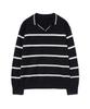 IRONYPORNO WHITELINE 86-Iroj365 Open-Neck Striped Long-Sleeve Knit Black