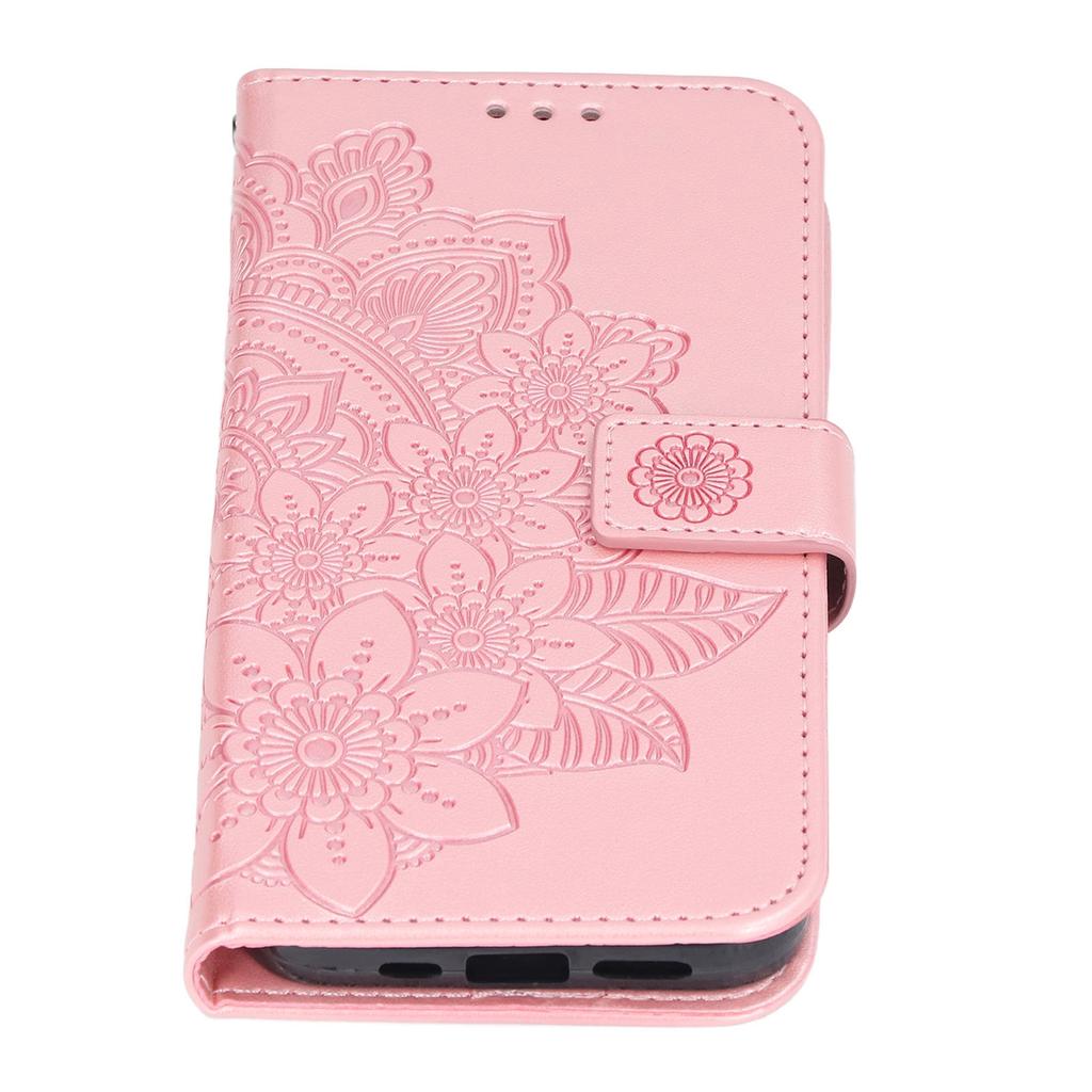 Phone Wallet Case With Card Slot Stand PU Lther Flower EmNaBossed  ive   Cover for   13