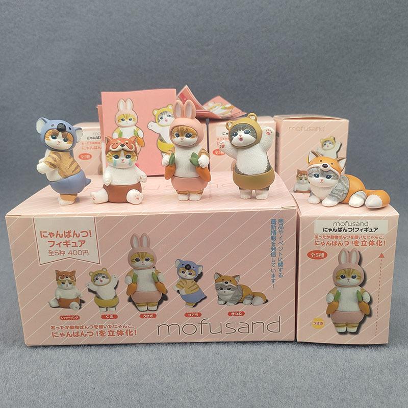 4cm Mofu Cat Series Blind Box Action Figure Set, Animal Headband Doll, Cute PVC Model, Desktop Ornament, Craft, Gift, Toy