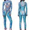 Women Hollow Out Mermaid Fish Scale Shell 3D Digital Printing Halloween Cosplay Costume Adults Carnival Party Dance Dress Up Jumpsuit