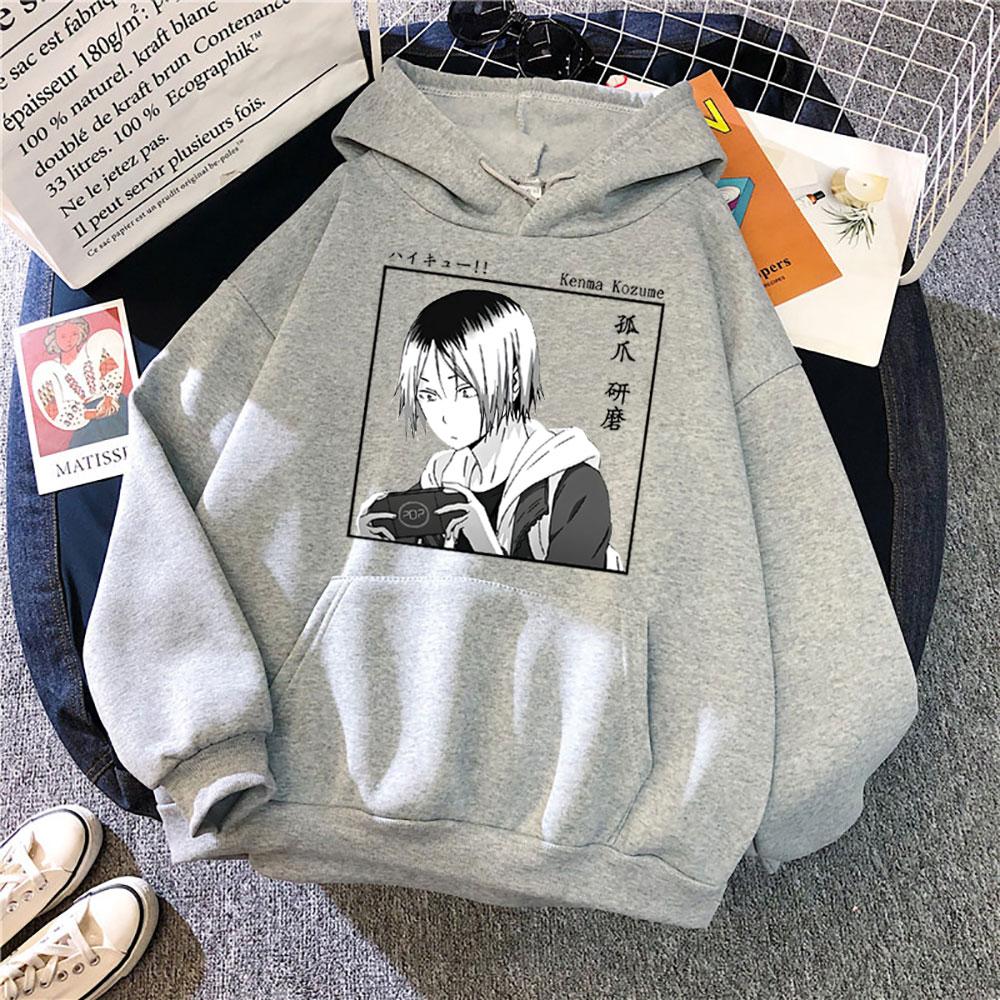 Japan Anime Haikyuu Kenma Kozume Clothing Hoodies Funny Manga Karasuno High School Volleyball Club Hip Hop Streetwear Hoodie Top