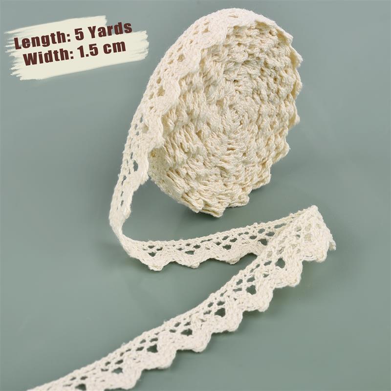 5 Yards Cotton Thread Lace Wave Woven Cotton Thread Lace Handmade DIY Clothing Curtain Materials Lace Satin Ribbon