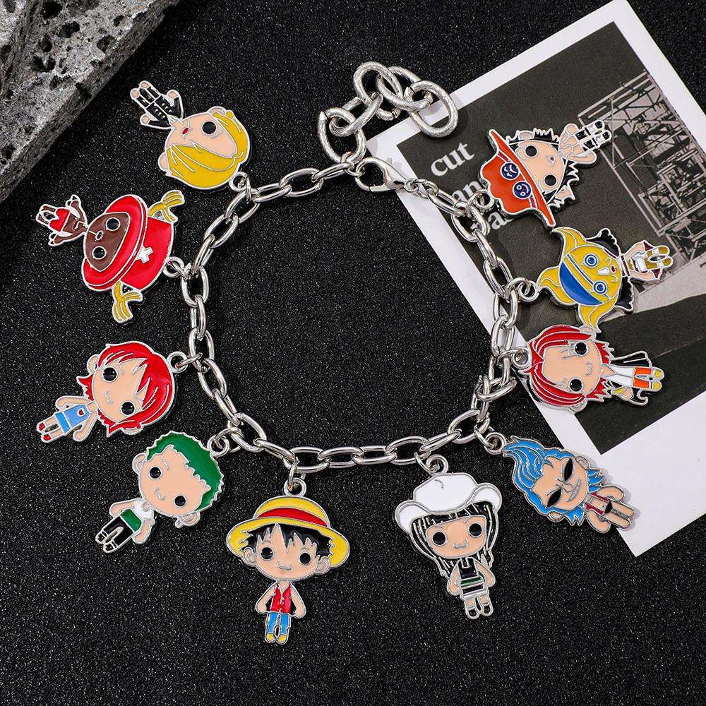 Einteilige Handkette mit Cartoon-Motiven von Luffy, Ace, Chopper aus Zamak-Legierung für Unisex-Geschenk