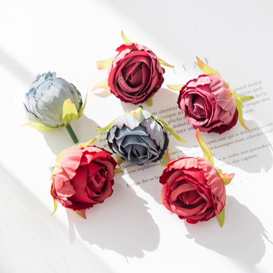 50/100 Piezas Flores Artificiales Brotes de Té Corona de Boda Festival Decoración Habitación Hogar Manualidades Regalos Diy Caja de Dulces Manualidades Rosa de Seda Accesorios