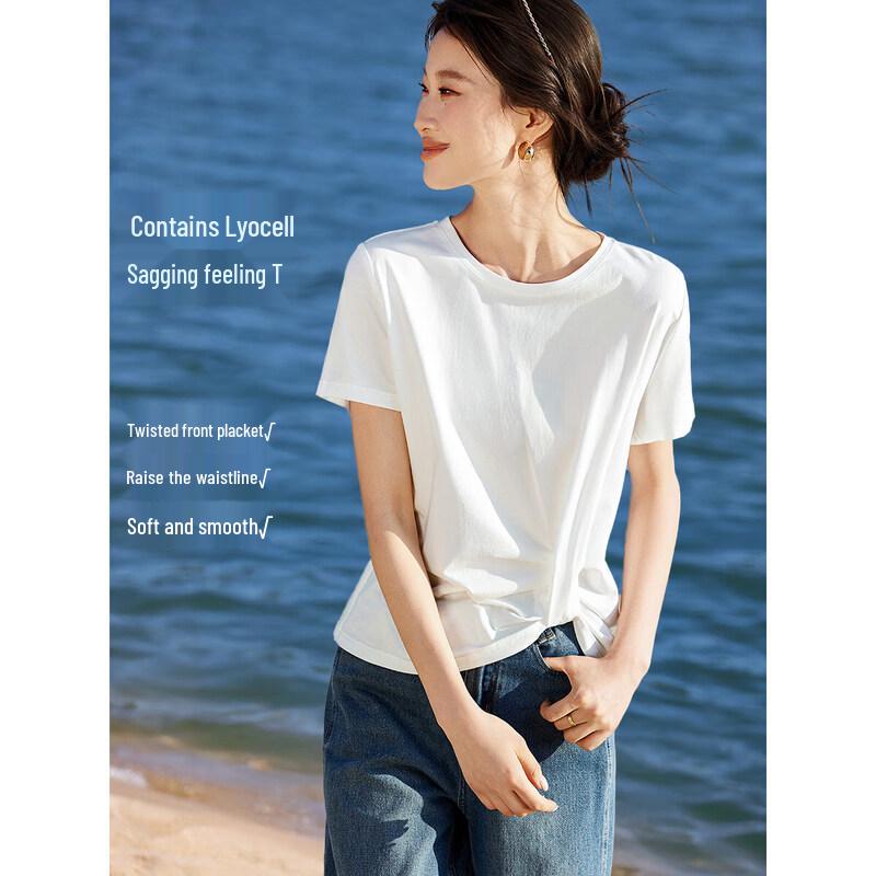 

Mohan Yimei Women s Pleated Front Short Sleeve T-Shirt S