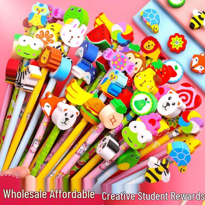 Cute Cartoon Pencil with Eraser - Kindergarten & Primary School Reward/Gift HB