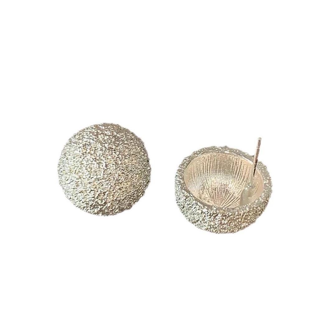 Frosted Granular Round Stud Earrings - 2025 Light Luxury Style