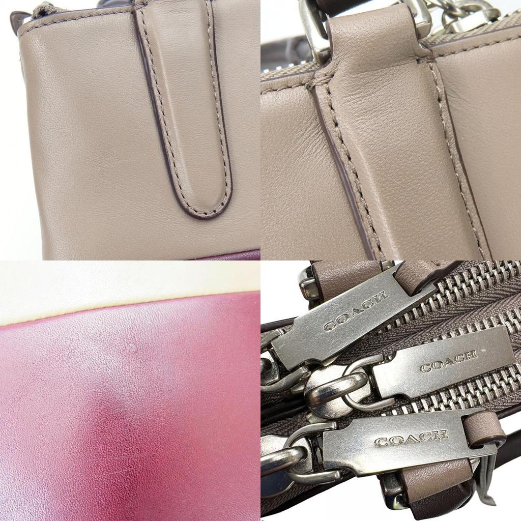 Used COACH Shoulder Bag 32503 Mini Borough Leather Mocha Bordeaux Series 2WAY