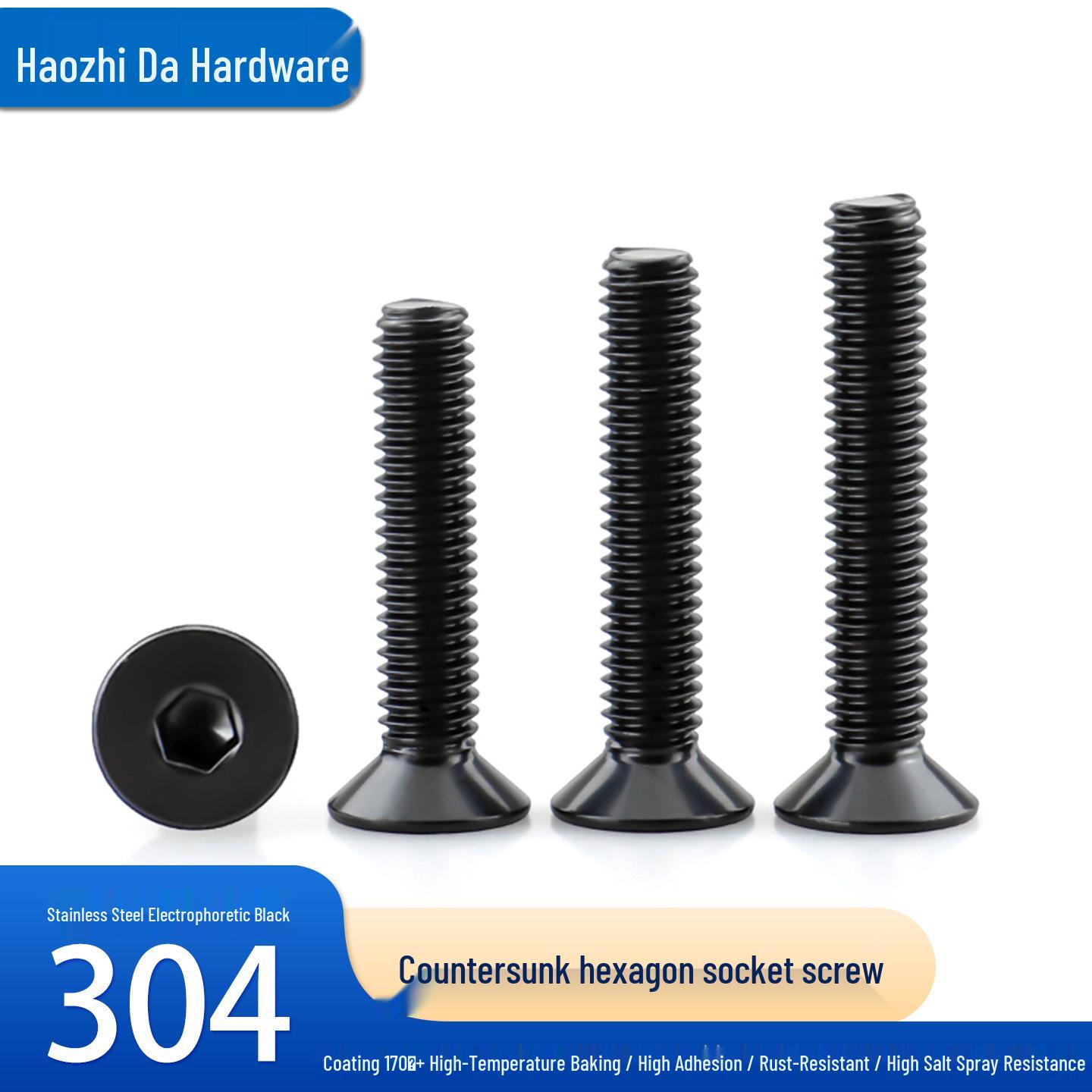 

Electrophoretic Black 304 Stainless Steel Flat Head Hex Socket Machine Screws M2.5-M10 M2*18 (20 pcs)