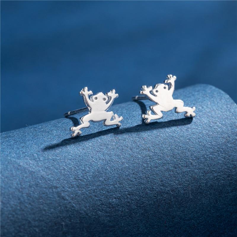 100% Real Sterling Copper 925 Fashion Stud Earrings Minimalist Hedgehog Tiger Penguin Snake Cartilage Studs Hypoallergenic Gift