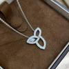 Lily Marquise 925 Silver Necklace with 5A High Carbon Diamond Clover Pendant - Elegant Light Luxury Clavicle Chain for Women
