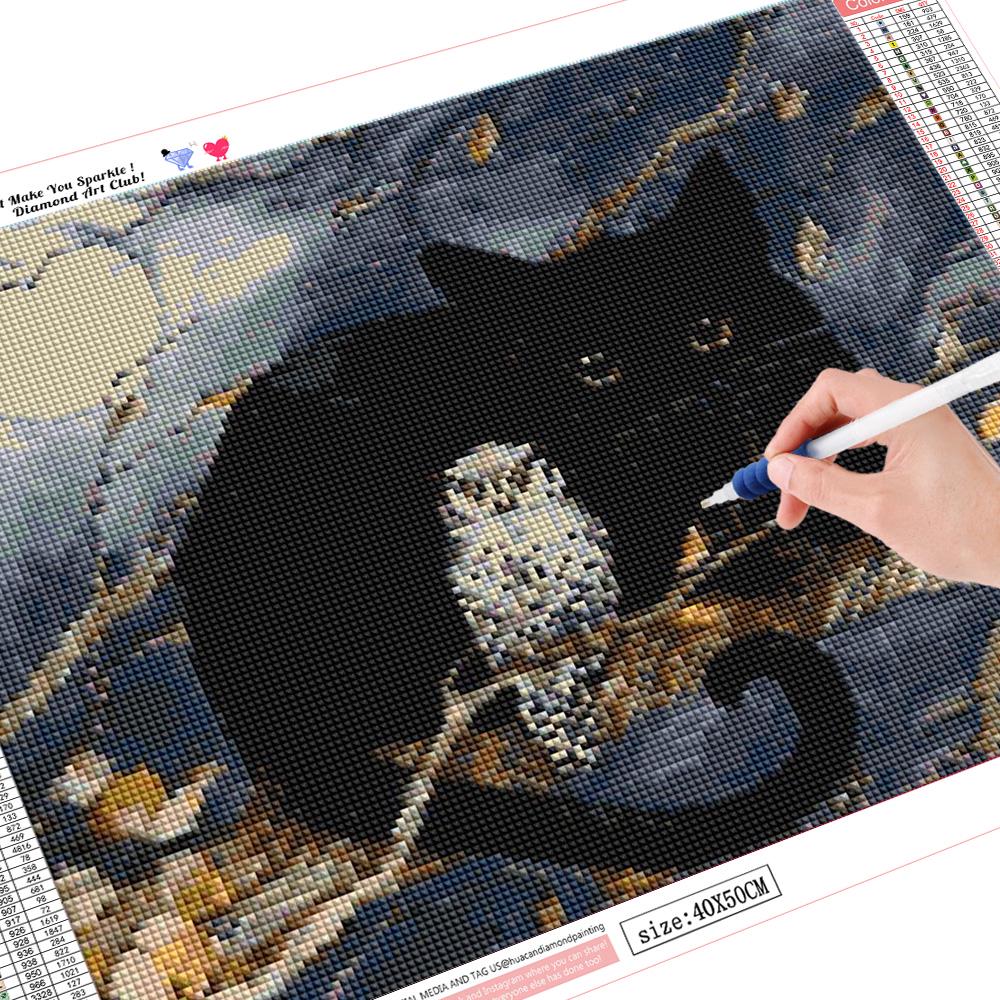 

HUACAN 5D DIY алмазная живопись кошки 3D алмазная вышивка сова вышивка крестиком мозаика рукоделие домашний декор круглая дрель Рождественский подарок Full Square 20*30 cm