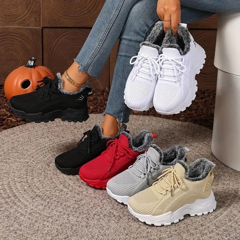 Cotton shoes women's winter large-size thick-soled shoes piled and thickened cotton boots shallow-mouth lightweight short boots