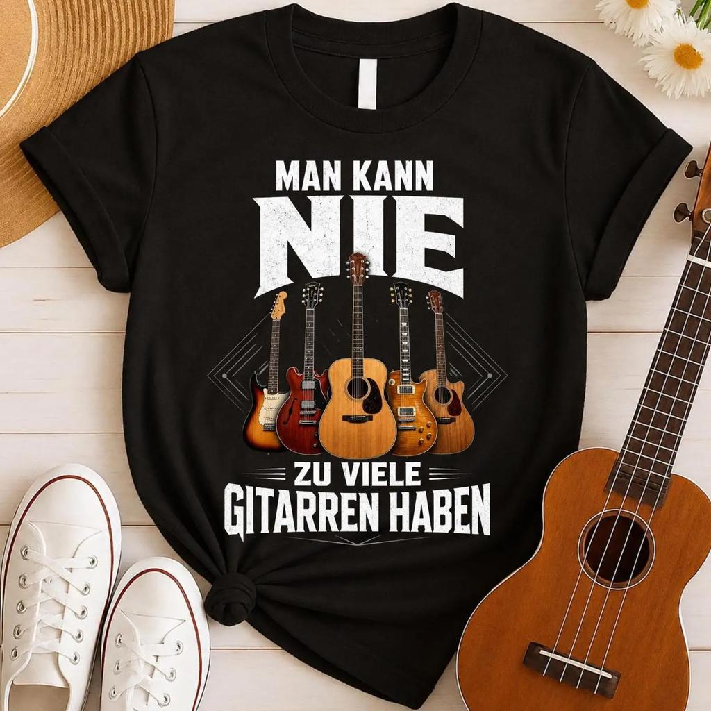 Unisex Kann Nie Zu Viele Gitarren Haben Funny Guitarist T Shirt Acoustic Electric Guitar Lover For Musicians Rock Music Fans