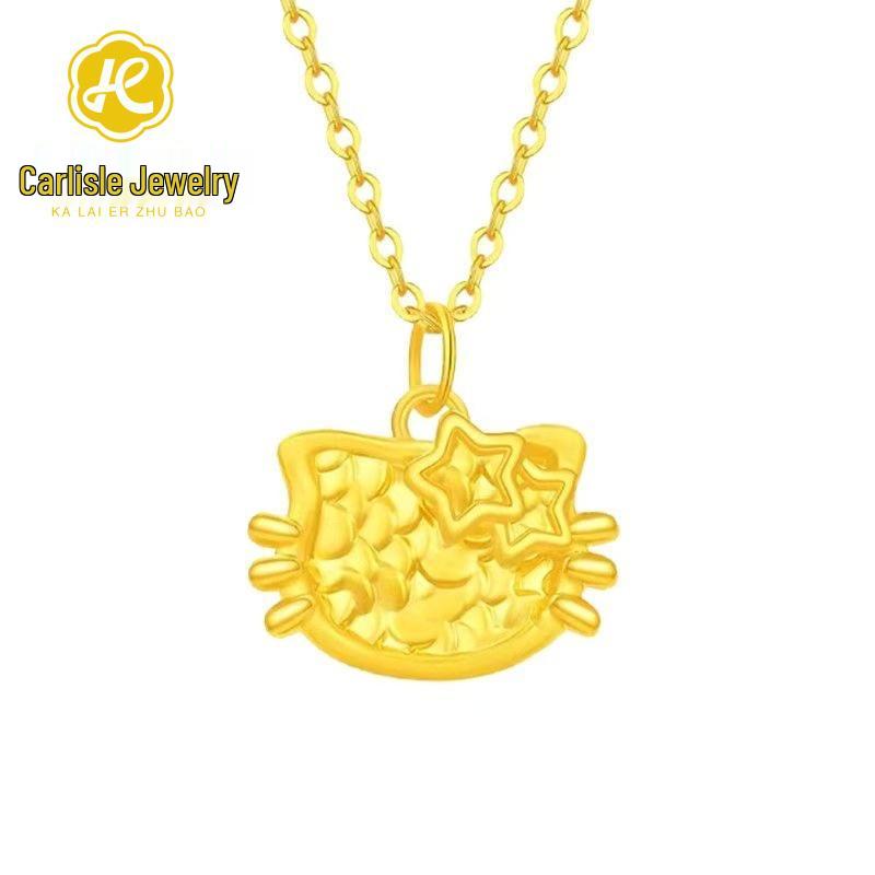 Shuibei 999 Fine Gold Slim Waist Necklace: 3D Hard Gold Women's Pendant Charm, Popular Live Broadcast Hot Seller.