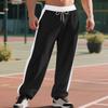 Men's Drawstring Casual Pants All Breathable Men Drawstring Vintage Patchwork New Men's Loose Straight Drawstring Pants