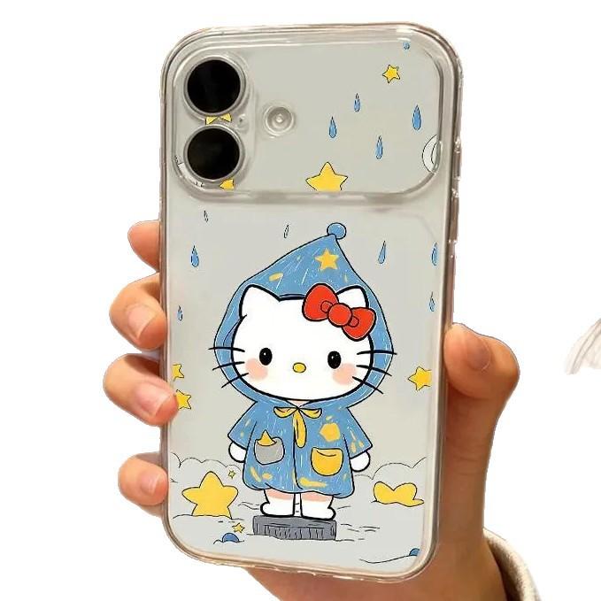 Blue raincoat kt for Apple 16/17Promax large window mobile phone case IP15 cartoon 14 cute 13/12 soft