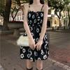 2026 Summer New Large Size French Sweet Spice Girl Waist First Love Floral Fat MM Black Thin Suspender Dress