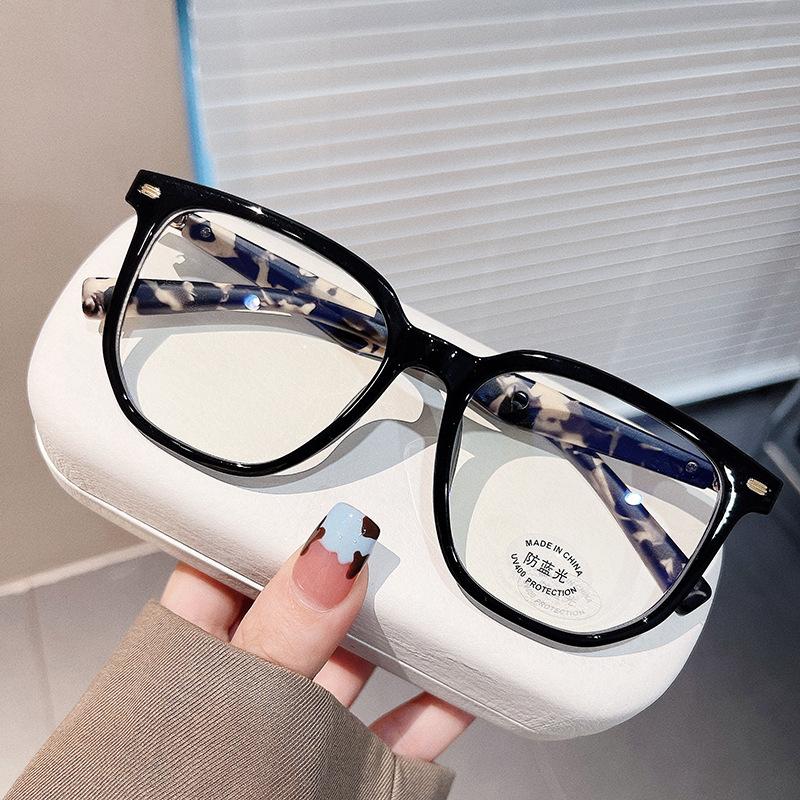 Women Fashion Glasses Frame Vintage Frames Men Retro Square Imitation Wood Grain Legs Spectacles