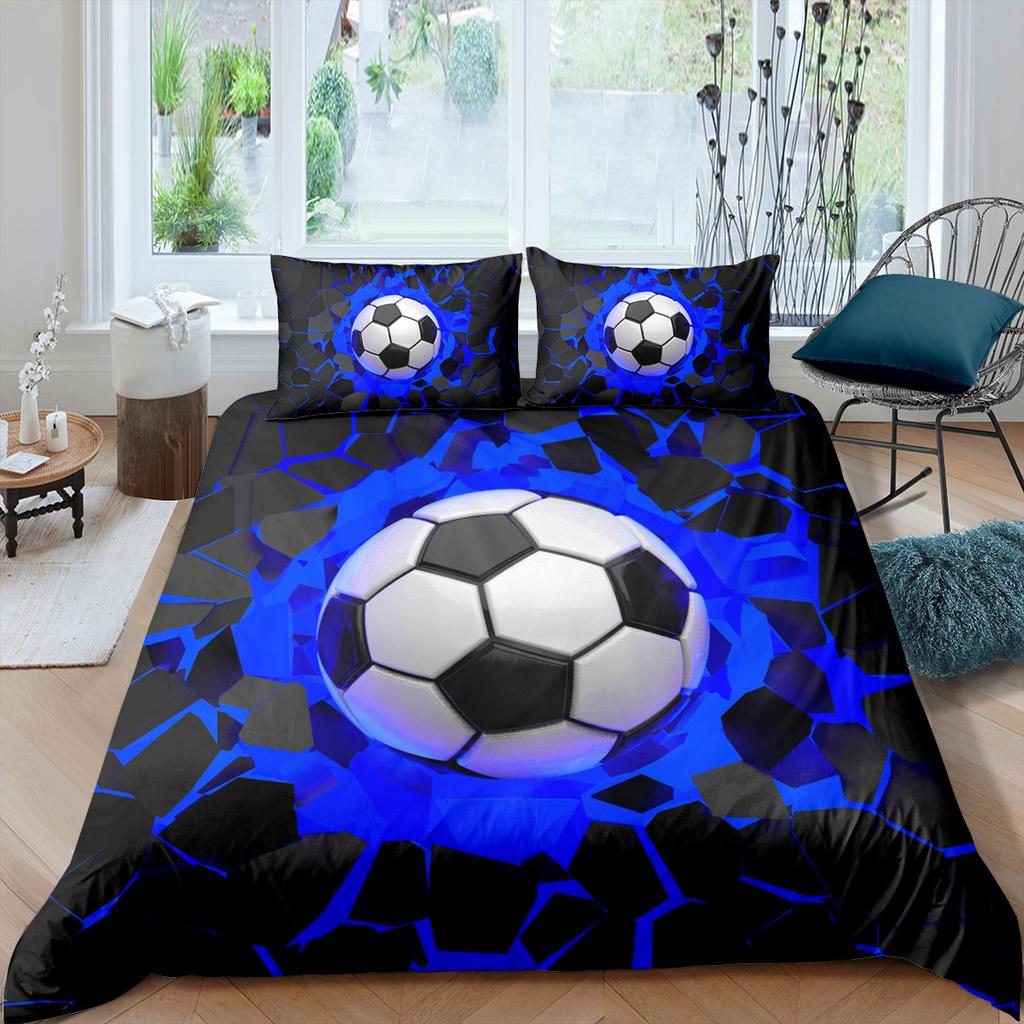 Quilt Cover Bedding 3D Printing Three-Piece Set Home Textiles Technology Sense Football Sports