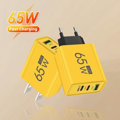 Total 65W GaN USB C Charger Fast Charging Type C Mobile Phone Adapter For iPhone  Quick Charge 3.0 EU/US Plug Wall Charger