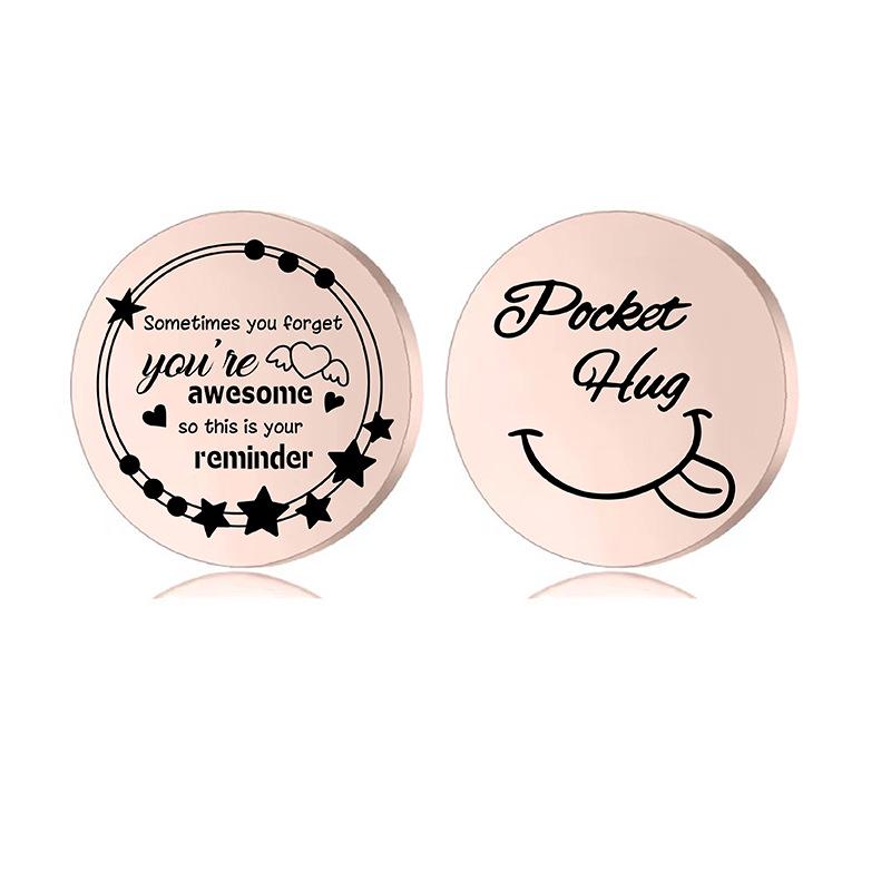 Lucky Charm Motivational Coin: Engravable Stainless Steel Couple & Family Gift Ornament.