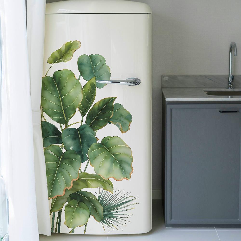 Personalized Tropical Green Plant Leaves Bathroom and Toilet Decoration and Beautification Wall Stickers