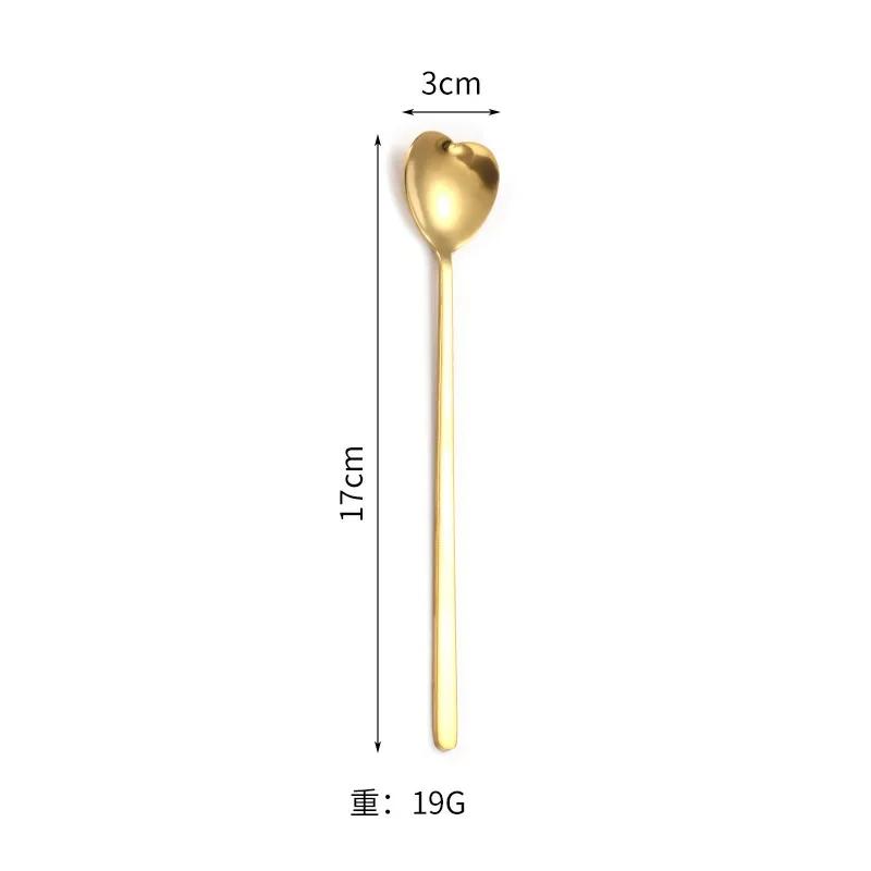 Stainless Steel Heart-Shaped Head Spoons Creative Home Tableware Teaspoon Coffee Ice Cream Honey Mixing Spoon Kitchen Dinnerware