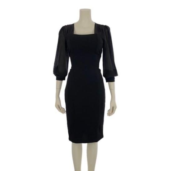 GRAXIA Cabaret Midi Dress for Hostess Long Square Size M Dress, Dress, One-Piece Hostesses, Clubs, Lounges, Sleeves, Neck, Pearl-Style Buttons, Sheer,