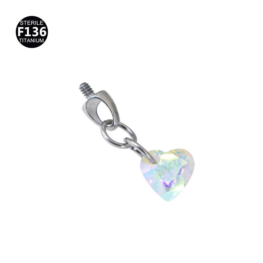 F136 Titanium Teardrop Bullet Head Lip Stud with Crystal Zircon Pendant for Ear Cartilage Piercing